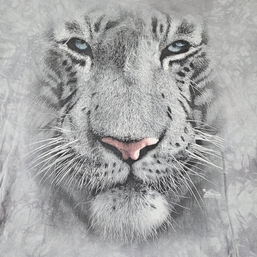The Mountain White Tiger Face Tie Dye Graphic T-Shirt Grey Mens 3XL Animal Print